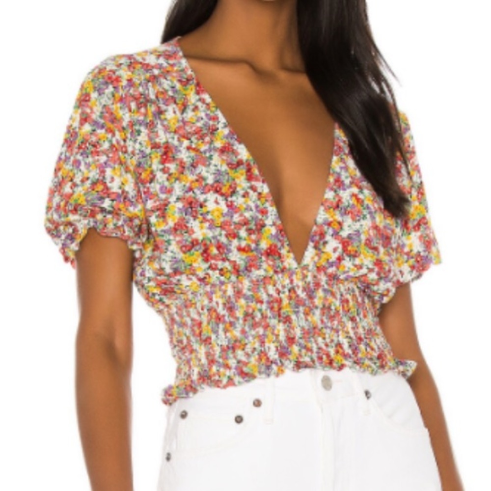 NWT Faithfull The Brand X Revolve First Light Top in Red Vionette Floral Small